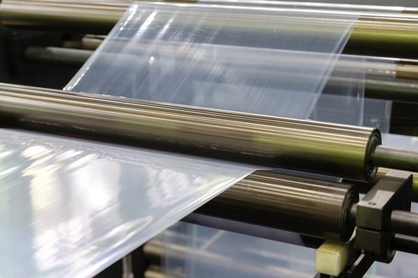 Plastic packaging being produced in factory